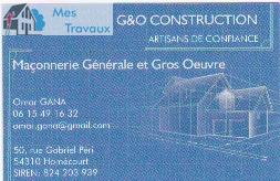 Logo de G&O CONSTRUCTION, société de travaux en Construction de maison