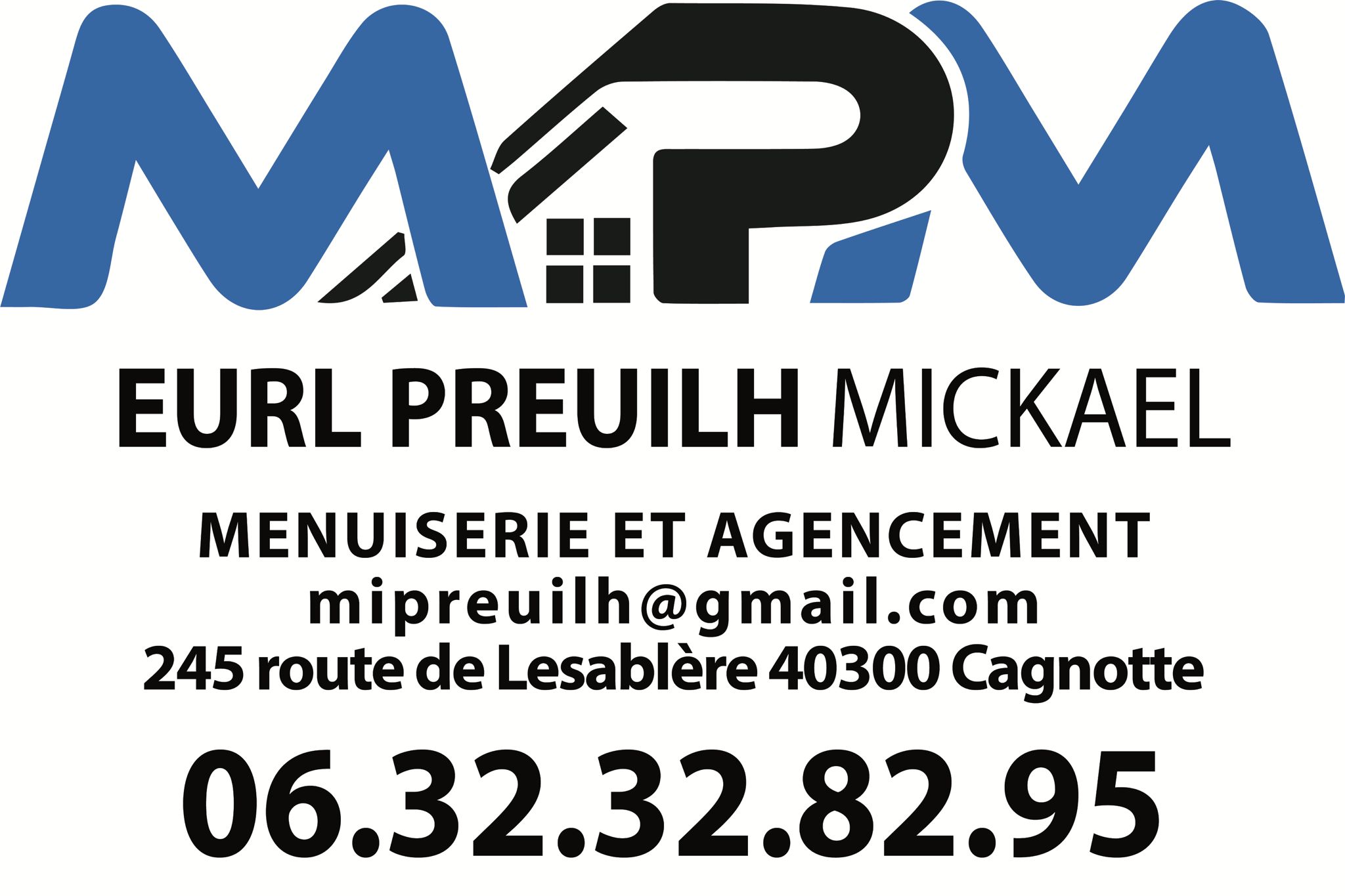 Logo de Preuilh Mickael, société de travaux en Fourniture et remplacement de porte ou fenêtre en PVC