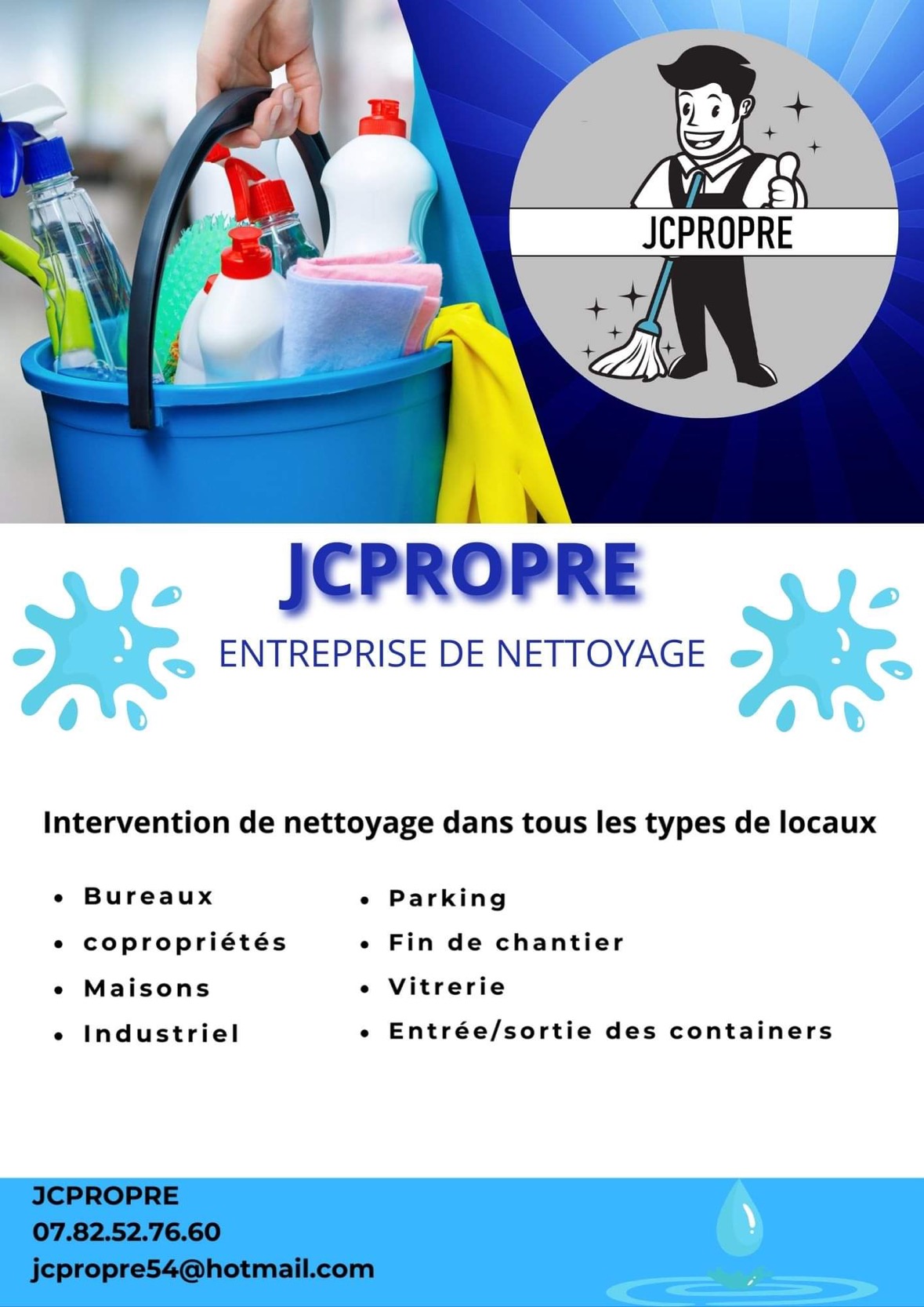 Logo de JCPROPRE, société de travaux en Nettoyage industriel