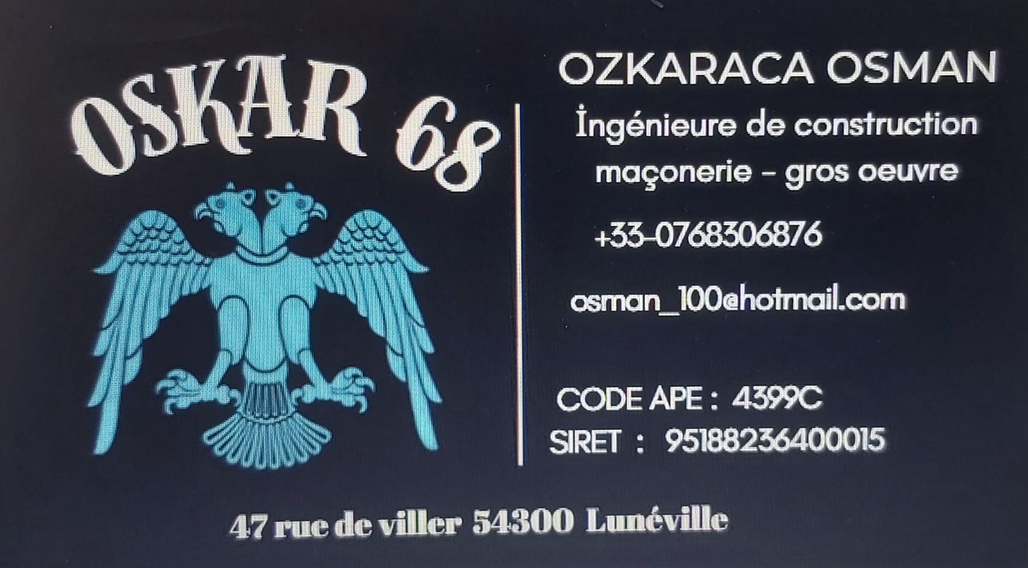 Logo de Oskar68, société de travaux en Maçonnerie : construction de murs, cloisons, murage de porte