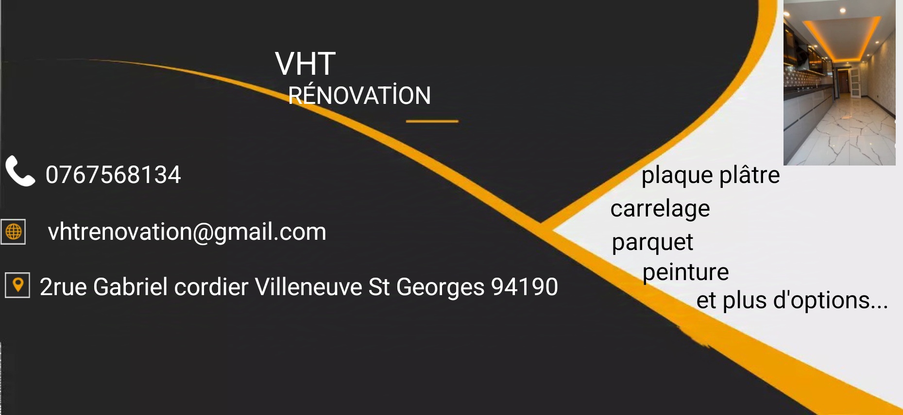 Logo de Vht rénovation, société de travaux en Construction, murs, cloisons, plafonds